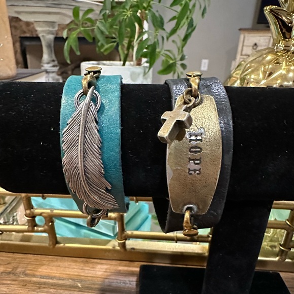 Lenny & Eva Leather Bracelets and Charms Pair - Picture 1 of 5